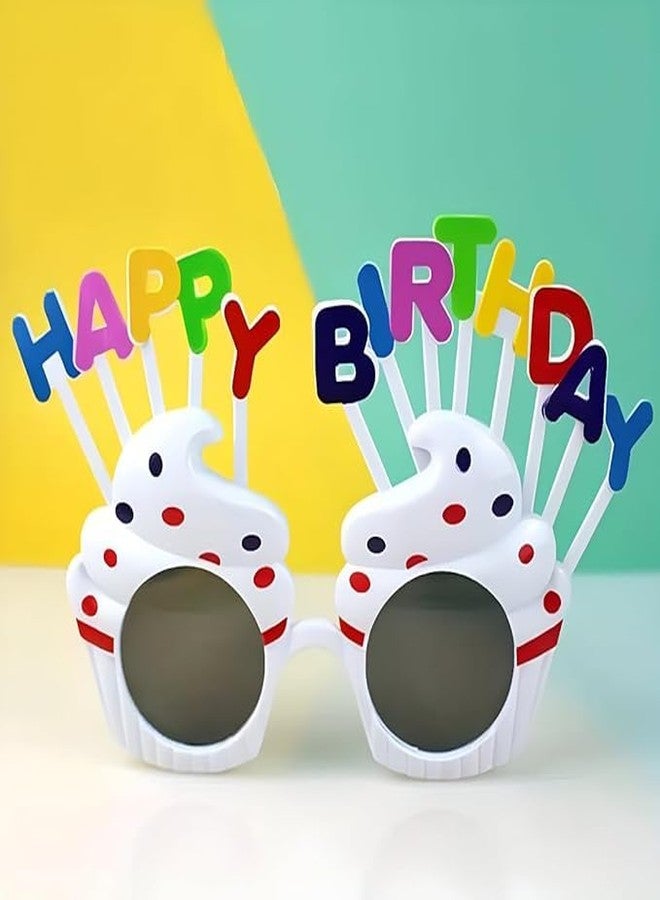 وي3 نظارات واقية مزخرفة لحفلات أعياد الميلاد من we3 للأطفال والكبار، نظارات بلاستيكية ملونة بتصميم عيد ميلاد سعيد، دعائم مرحة لجلسات التصوير (عبوة من 4 قطع، أبيض) - Image 4